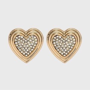 New never worn sugarfix baublebar gold heart rhinestone earrings